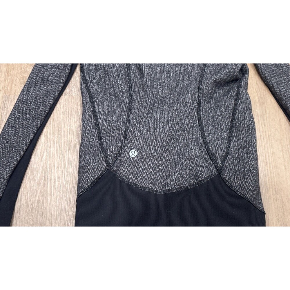 Lululemon Hoodie Herringbone Black Womens Size 2 Full Zip Thumbholes Jacket - Picture 10 of 11